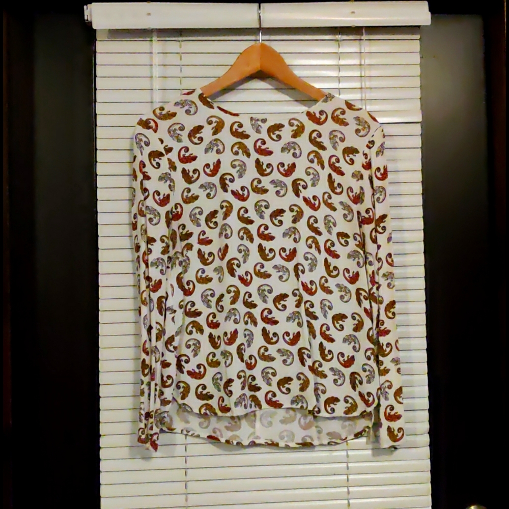 H&M Blouse, White + Chameleon Print